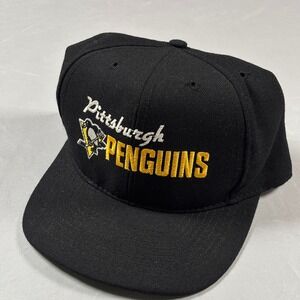 CCM Snapback Hat Mens OSFA Black Pittsburgh Penguins Vintage NHL American Needle